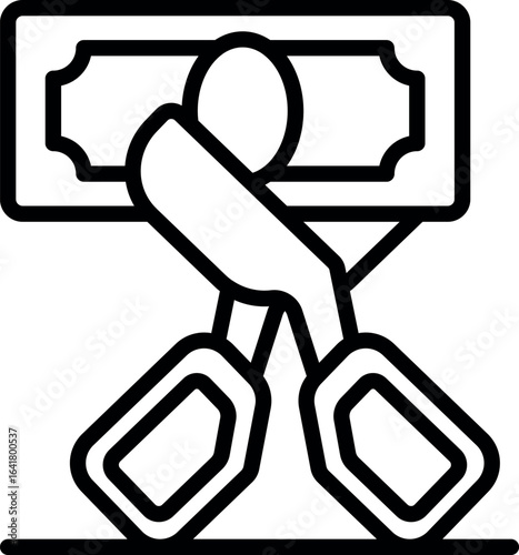 Scissors cutting a banknote, symbolizing budget cuts, cost reduction, and financial savings strategies