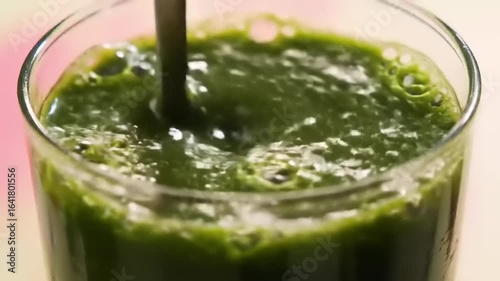 Wallpaper Mural Green Smoothie with Closeup, and Stirring. Torontodigital.ca