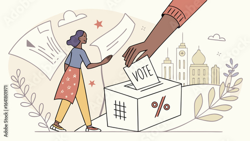 International Democracy Day illustration with diverse hands holding peace symbol for global unity and freedom awareness