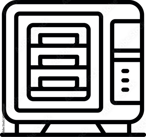 Convection oven cooking food, kitchen appliance icon representing modern culinary technology for efficient baking
