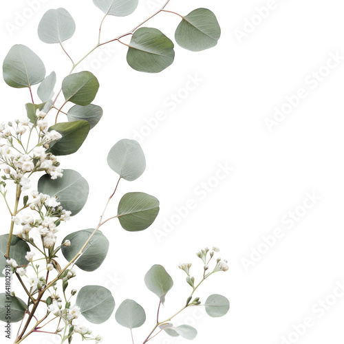 Eucalyptus, flowers, corner, dark background, wedding invitation