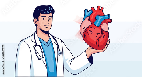 Cardiologist Holding a Heart Model Explaining Heart Health and Anatomy to Patients