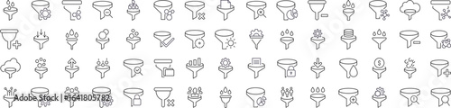 Filter or Funnel Simple Icon Collection. Editable Stroke. Perfect for Graphics, Designs, Books, Adverts, Apps