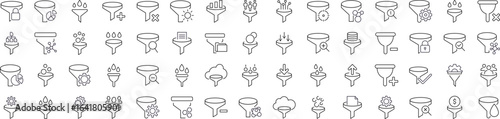 Filter or Funnel Related Line Icon Collection. Editable Stroke. Perfect for Graphics, Designs, Books, Adverts, Apps