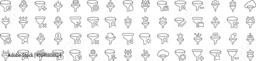 Filter or Funnel Picture Collection. Editable Stroke. Perfect for Graphics, Designs, Books, Adverts, Apps