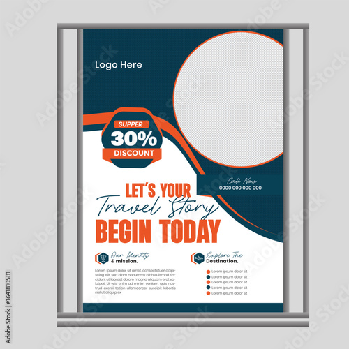 Travel flyer poster editable template. print ready flyer design for travel agency. Brochure, flyer, Advertising. EPS 10 file.