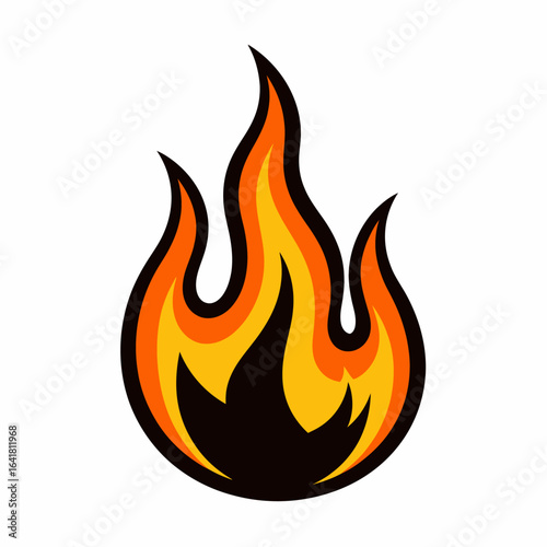 Cartoon graphic of stylized fire flames