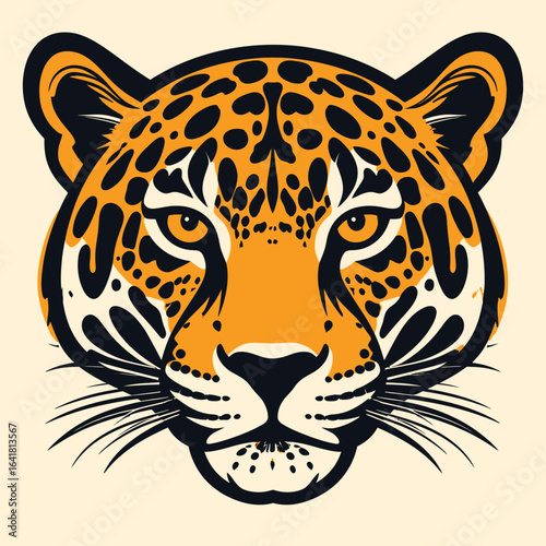 Close-up of a jaguar's head, stylized illustration