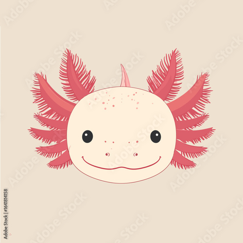Cute axolotl face illustration