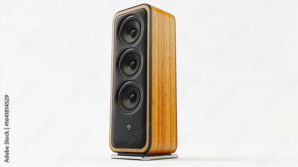 Fototapeta premium Isolated modern wooden loudspeaker design for superior audio performance