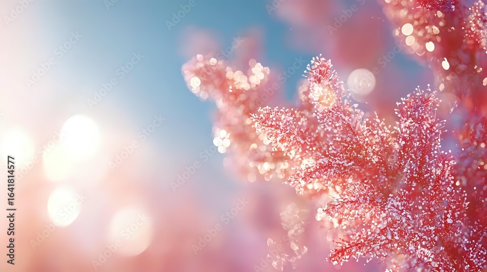 Delicate pink cherry blossom branches against soft blue sky with dreamy bokeh effect and sunlight creating romantic spring atmosphere for nature backgrounds. Delicate pink cherry blossom branches against soft blue sky with dreamy bokeh effect and sunlight creating romantic spring atmosphere for nature backgrounds.