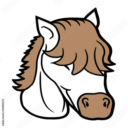Horse Cute Long Bob Cut Hair Happy Smile Drawing
