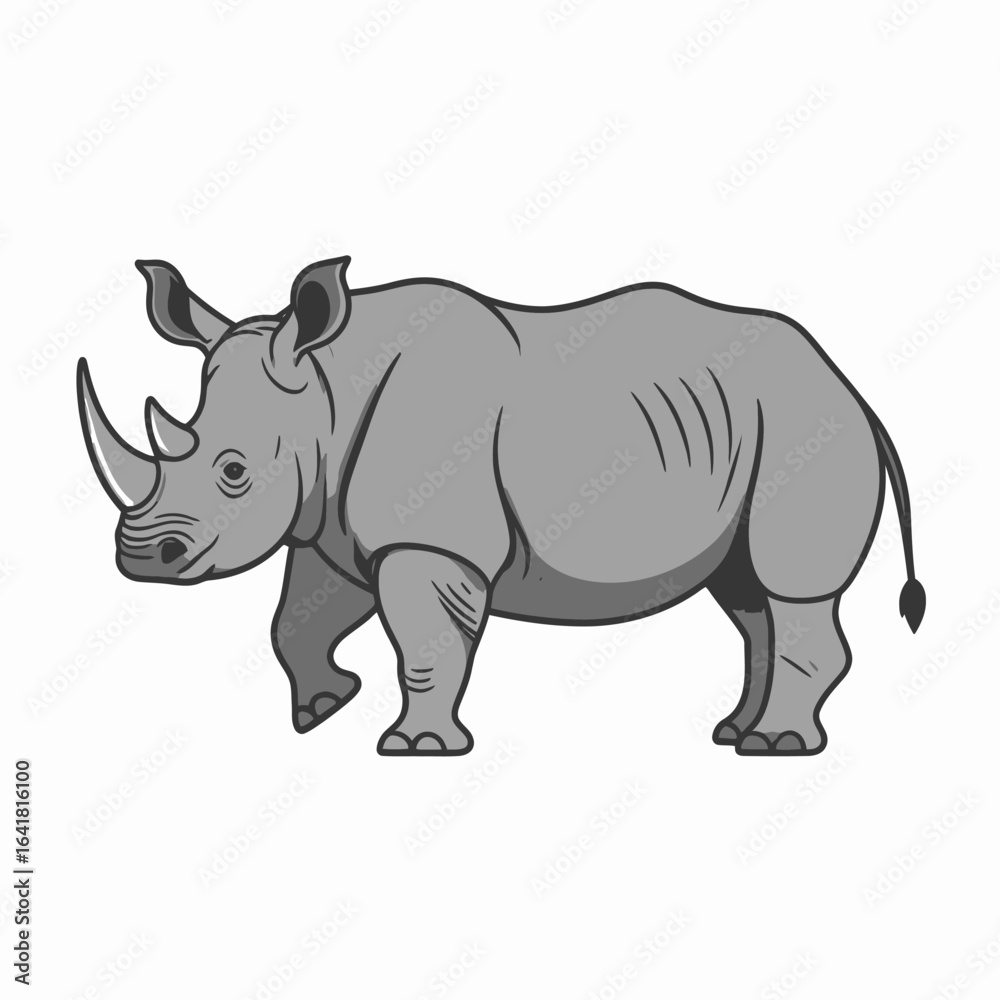 Fototapeta premium Gray rhinoceros illustration