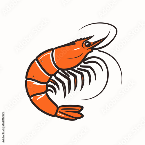 Hand-drawn illustration of a shrimp