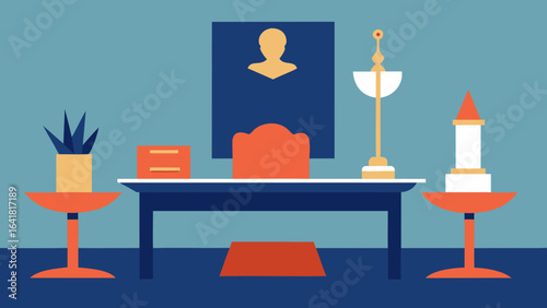 artistic executive suite with sculptural desk