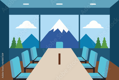 boardroom with panoramic mountain view
