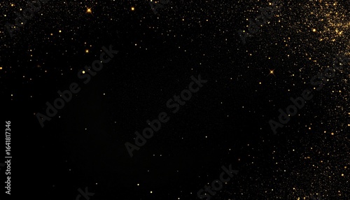 Golden particles on black background, magical
