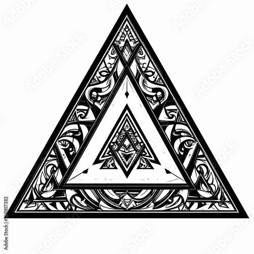 Ornate black and white triangle graphic design