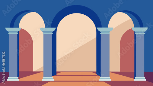 Corporate space with arched marble columns