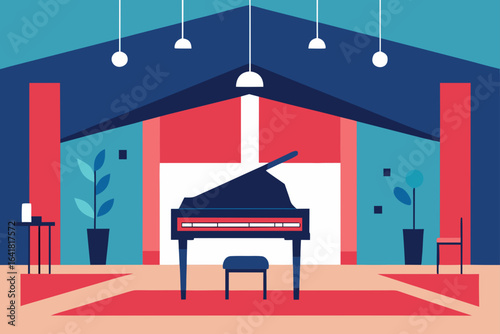 Corporate space with grand piano centerpiece