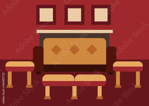 Executive lounge with designer leather ottomans