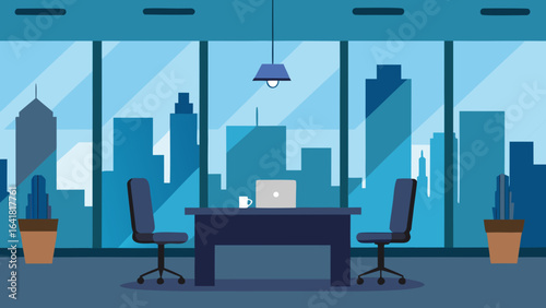 Executive penthouse office with panoramic skyline