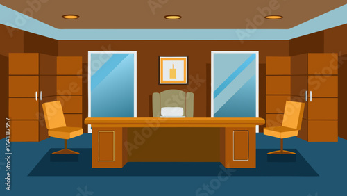 High Gloss Wood Paneled Executive Suite