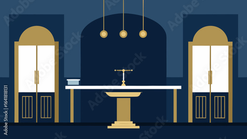 Luxury office with brushed brass fixtures