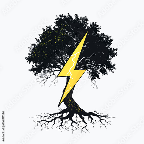 Powerful tree with lightning bolt