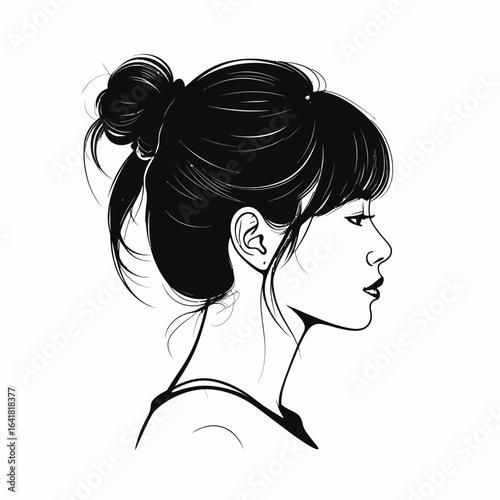 Profile view of a woman's head and shoulders