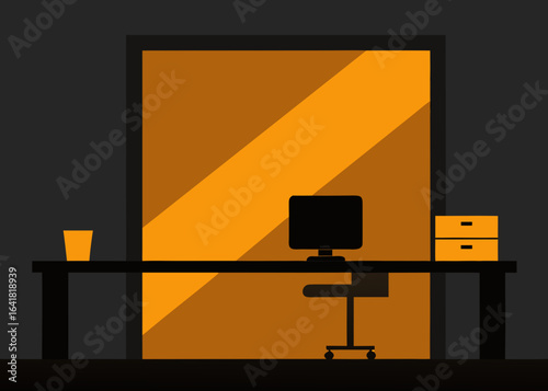 Office With Backlit Onyx Wall Panel