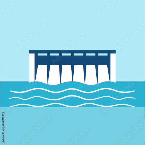 Simple illustration of a dam on water