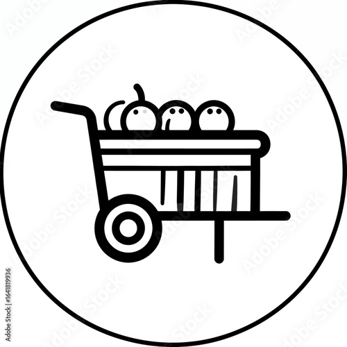 Simple outline of a hand-drawn fruit cart