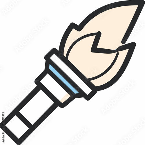 Simple, stylized illustration of a torch with a flame