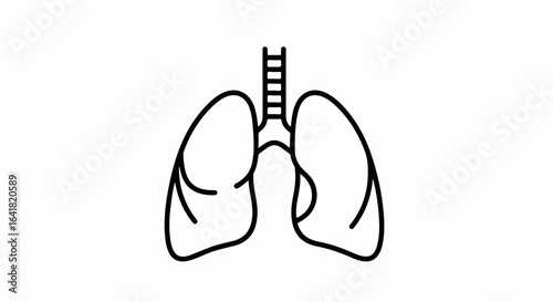 Line art illustration of human lungs with trachea