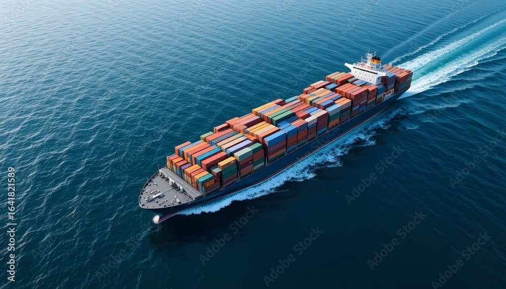 Fototapeta premium container filled large cargo ship in sea