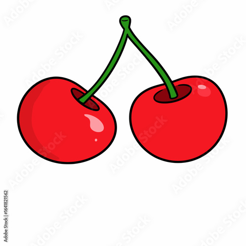 Two stylized cherries