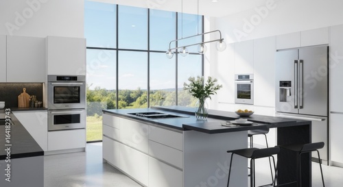 Wallpaper Mural Modern Kitchen Design with Stainless Steel Appliances and Island Torontodigital.ca