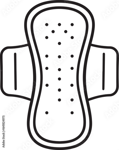 Sanitary Pad Silhouette in Black | Feminine Hygiene Product Vector