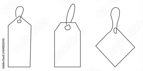 one continuous line drawing blank price tag isolated white background