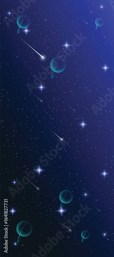 Starry night galaxy background with glowing nebula, stardust and shining milky way vector