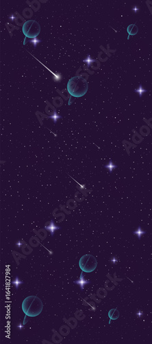 Starry night galaxy background with glowing nebula, stardust and shining milky way vector