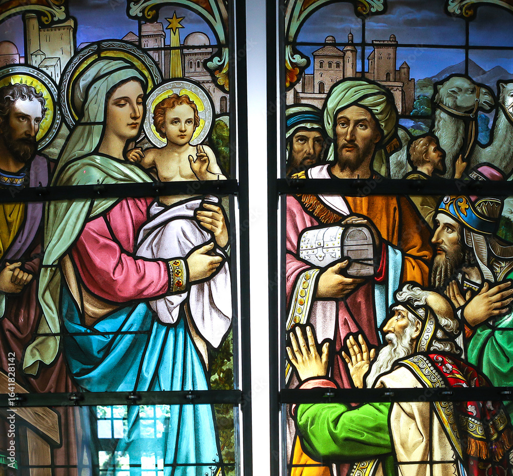 Obraz premium Stained glasses of the cathedral, Troyes, France