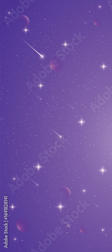 Starry night galaxy background with glowing nebula, stardust and shining milky way vector
