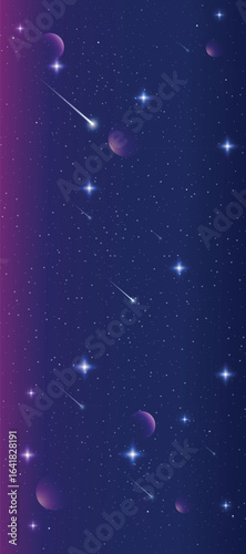 Starry night galaxy background with glowing nebula, stardust and shining milky way vector