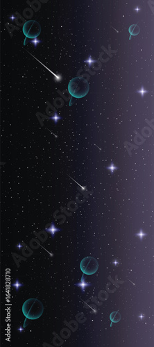 Starry night galaxy background with glowing nebula, stardust and shining milky way vector