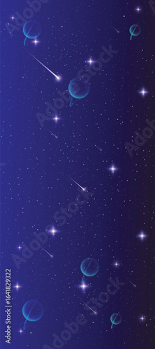 Starry night galaxy background with glowing nebula, stardust and shining milky way vector