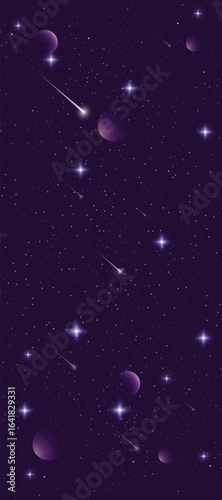 Starry night galaxy background with glowing nebula, stardust and shining milky way vector