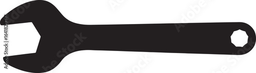 Black and white illustration of a wrench.