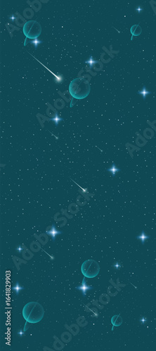 Starry night galaxy background with glowing nebula, stardust and shining milky way vector